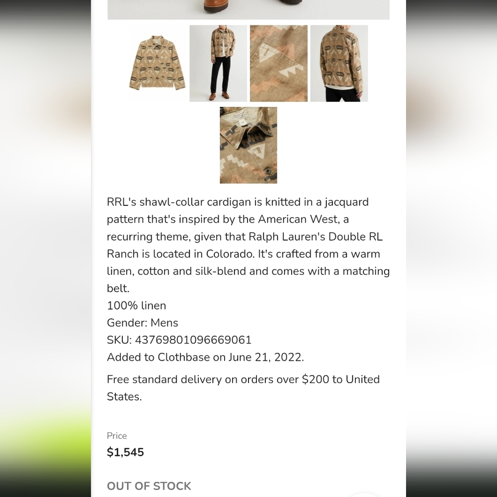 RARE Double Ralph Lauren RRL Chore Jacket Oakham Motif Print Japanese Linen - Picture 10 of 10